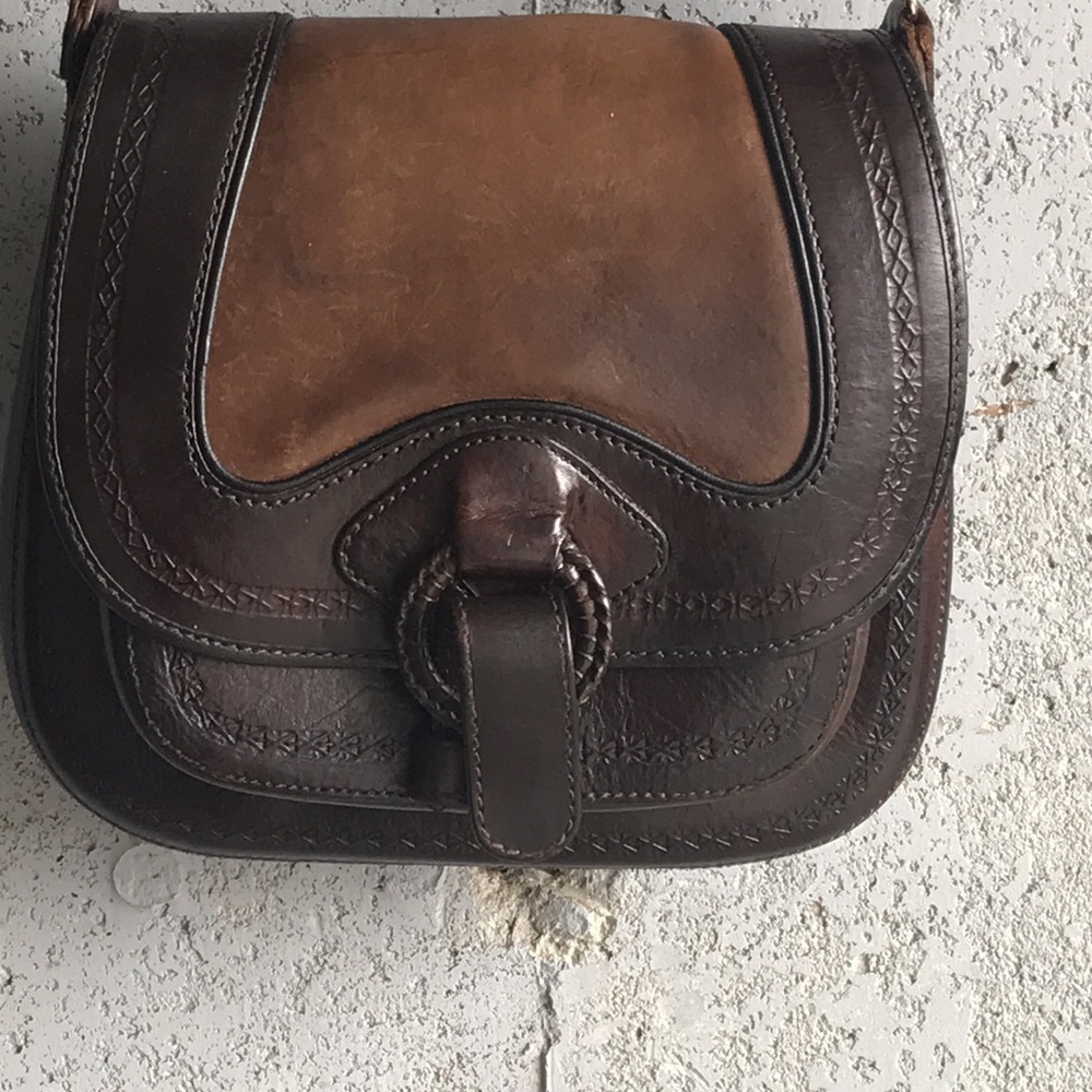 #035 Anna Cainzo Culturas Del Sol’s | Brown Leather Side Saddle Crossbody